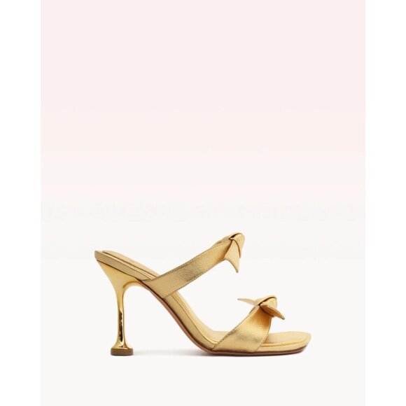 Alexandre Birman Clarita Square Flare 85 in Oro Gold 38 with Box High Heels - Picture 15 of 16